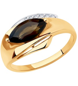 Кольцо из золота с раухтопазом и фианитами 51-310-00710-2