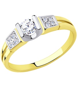 Кольцо из желтого золота с фианитами 53-110-00730-1