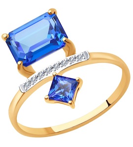 Кольцо из золота с бриллиантами и топазами Swarovski 6016018