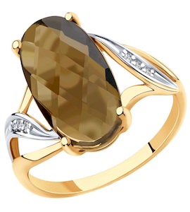 Кольцо из золота с раухтопазом и фианитами 716057