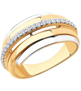 Кольцо из золочёного серебра с фианитами 93-110-00426-1