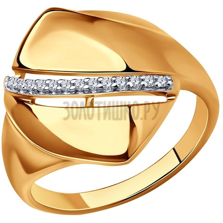 Кольцо из золочёного серебра с фианитами 93-110-00678-1
