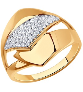 Кольцо из золочёного серебра с фианитами 93-110-00681-1