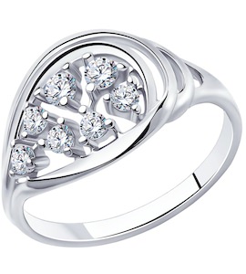 Кольцо из серебра с фианитами 94-110-00566-1