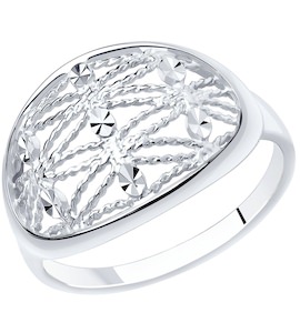 Кольцо из серебра с алмазной гранью 94-110-00719-1
