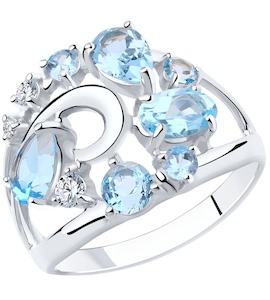 Кольцо из серебра с топазами и фианитами 94-310-00463-1