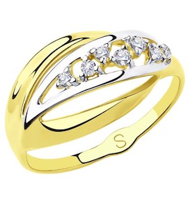 Кольцо из желтого золота с фианитами 018178-2