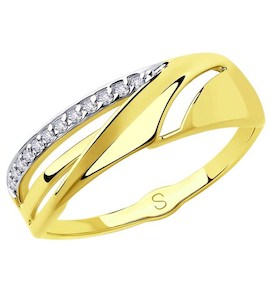 Кольцо из желтого золота с фианитами 018234-2