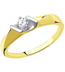 Кольцо из желтого золота с фианитом 018544-2