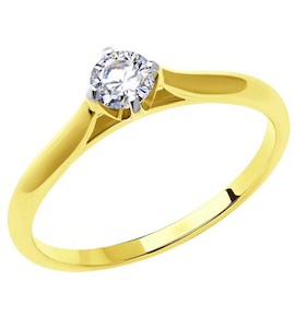 Кольцо из желтого золота с фианитом 018592-2