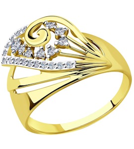 Кольцо из желтого золота с фианитами 018600-2