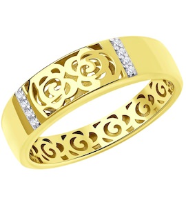 Кольцо из желтого золота с фианитами 018620-2