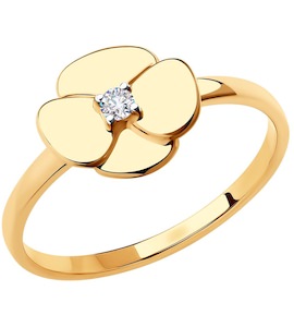 Кольцо из золота с родированием с фианитом 018712