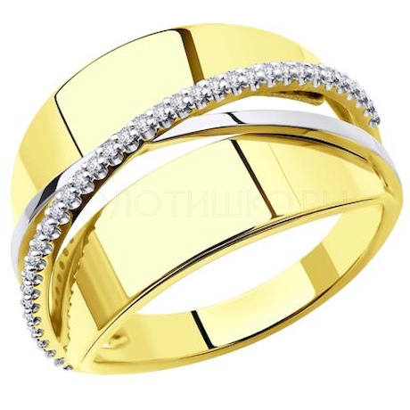 Кольцо из желтого золота с фианитами 018775-2