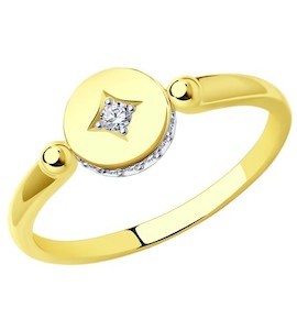 Кольцо из желтого золота с фианитами 018802-2
