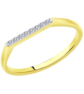 Кольцо из желтого золота с родированием с бриллиантами Swarovski (иск.) 1012103-5