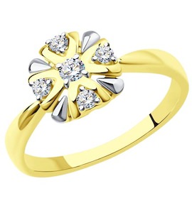 Кольцо из желтого золота с бриллиантами 1012113-2