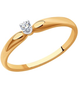 Кольцо из комбинированного золота с бриллиантом 1012114