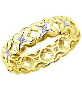 Кольцо из желтого золота с родированием с бриллиантами 1012116-2