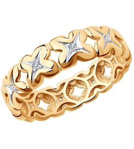 Кольцо из золота с родированием с бриллиантами 1012116