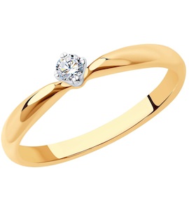 Кольцо из комбинированного золота с бриллиантом 1012120