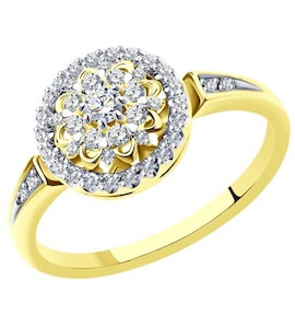 Кольцо из желтого золота с бриллиантами 1012140-2