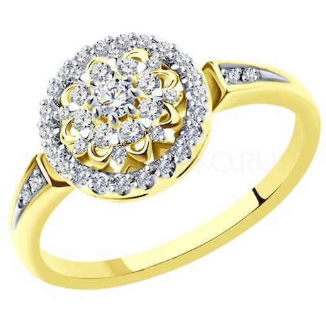 Кольцо из желтого золота с бриллиантами 1012140-2