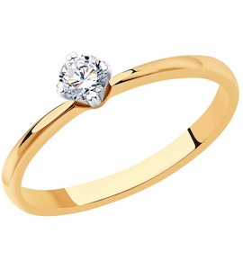 Кольцо из комбинированного золота с бриллиантом 1012141