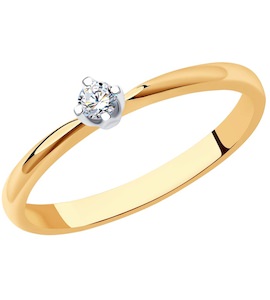 Кольцо из комбинированного золота с бриллиантом 1012153
