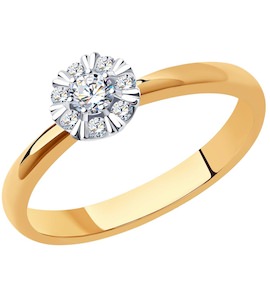 Кольцо из комбинированного золота с бриллиантами 1012155