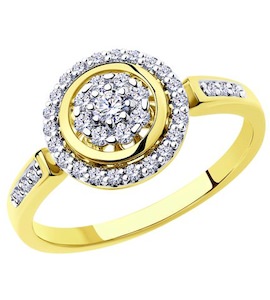 Кольцо из желтого золота с бриллиантами 1012168-2