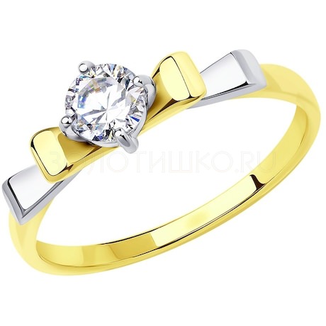 Кольцо из комбинированного золота со Swarovski Zirconia 81010509-2
