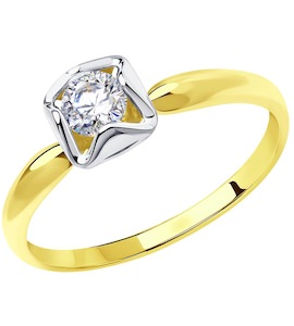 Кольцо из желтого золота с родированием со Swarovski Zirconia 81010510-2