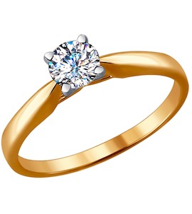 Кольцо из комбинированного золота с бриллиантом 9010042-36