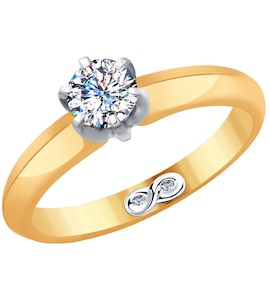 Кольцо из золота с родированием с бриллиантами 9010059-25