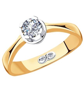 Кольцо из комбинированного золота с бриллиантами 9010063-36