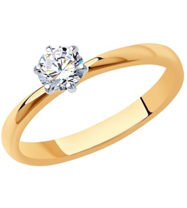Кольцо из комбинированного золота с бриллиантом 9010071