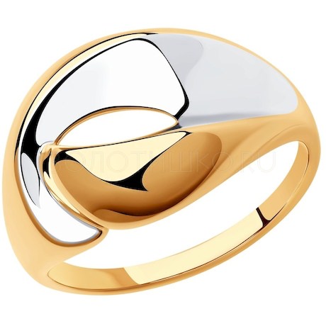 Кольцо из золочёного серебра с родированием и золочением 93010872