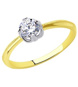 Кольцо из желтого золота с фианитом 018805-2
