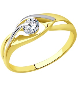 Кольцо из желтого золота с фианитом 018813-2