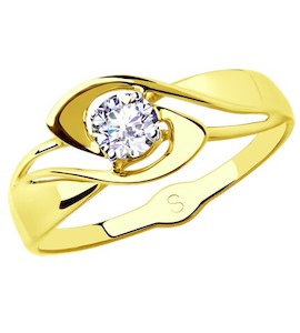 Кольцо из желтого золота с фианитом 018066-2