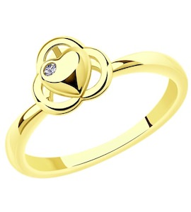 Кольцо из желтого золота с фианитом 018734-2