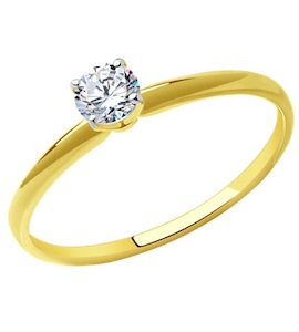 Кольцо из желтого золота с фианитом 019087-2