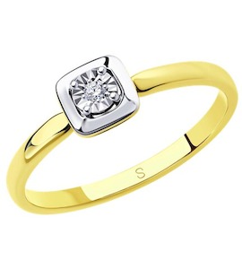 Кольцо из комбинированного золота с бриллиантом 1011682-2