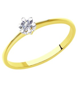 Кольцо из желтого золота с бриллиантом 1012006-2
