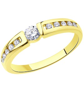 Кольцо из желтого золота с бриллиантами 1012215-2