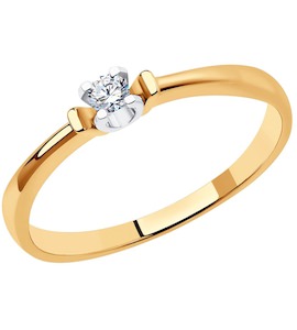 Кольцо из комбинированного золота с бриллиантом 1012221
