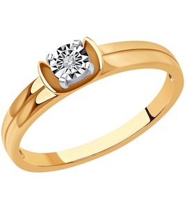 Кольцо из комбинированного золота с бриллиантом 1012222