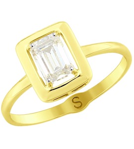 Кольцо из желтого золота с фианитом 81010394-2