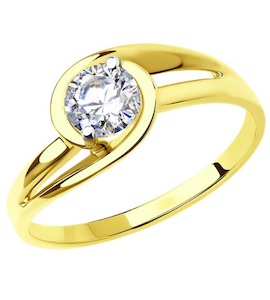 Кольцо из желтого золота с фианитом 81010534-2